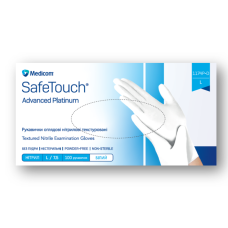 Рукавички НІТРИЛОВІ ТМ Medicom SafeTouch Platinum без пудри, (БІЛІ), 3,6 гр