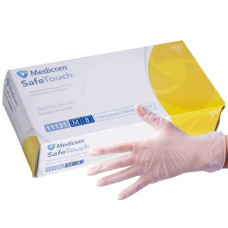 Рукавички ВІНІЛОВІ оглядові, без пудри, ПРОЗОРІ, ТМ Medicom