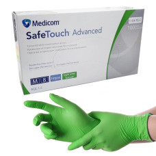 Нітрилові рукавички Medicom SafeTouch Advanced Green, зелені, 100 шт Нітрилові рукавички Medicom SafeTouch Advanced Green, зелені, 100 шт