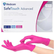 Рукавички НИТРИЛОВІ ТМ Medicom SafeTouch Advanced без пудри, р. M, ЯСКРАВО РОЖЕВІ (маджента), 3,5 гр